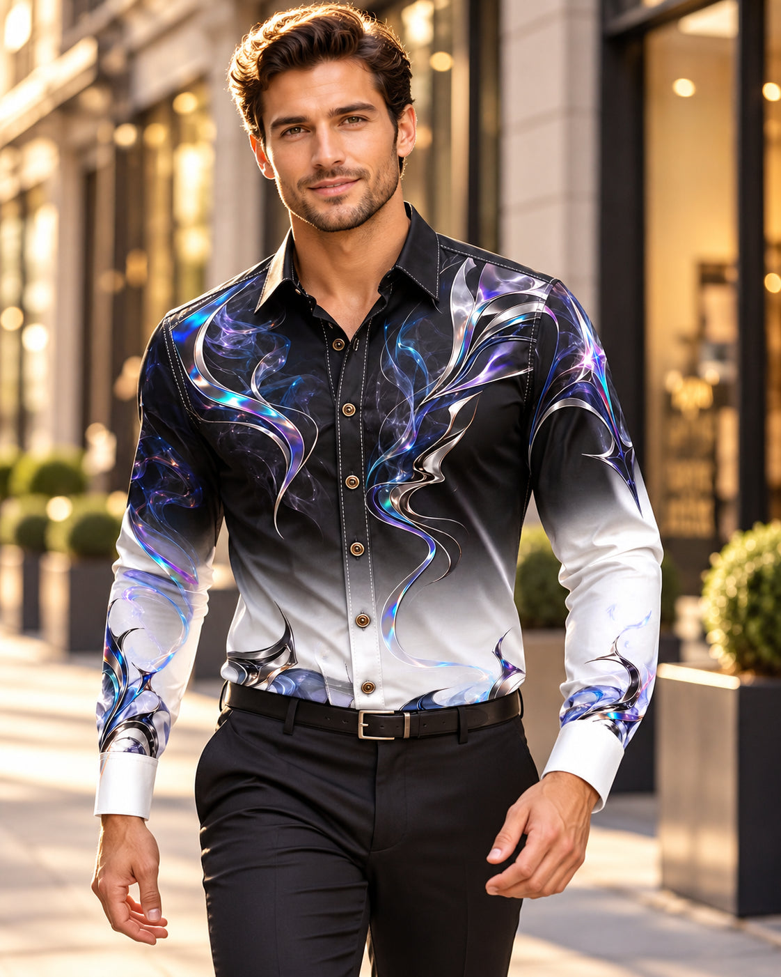 Men's Metallic Swirl Ombre Shirt
