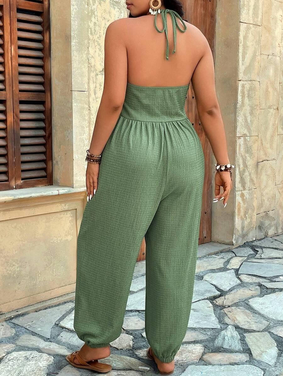 🖤 Solid Pocket Open Back Jumpsuit