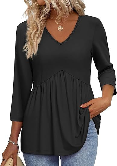 Women's V-Neck 3/4 Sleeve Top
