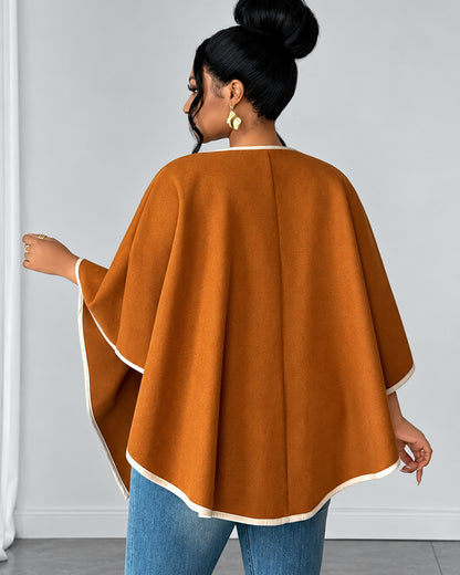 Women's Elegant Contrast-Trim Wrap Cape