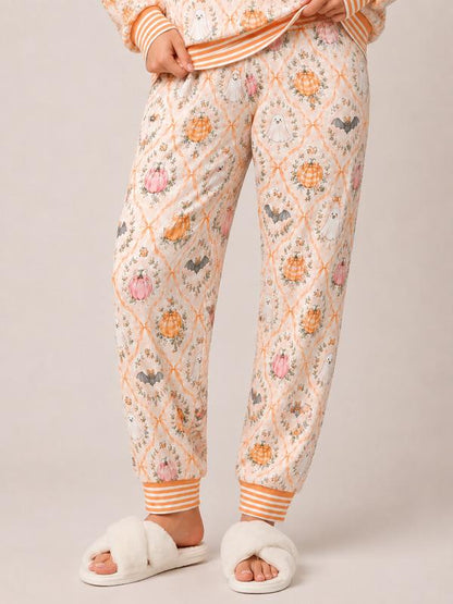 Women’s Halloween Pumpkin & Ghost Pajama Set