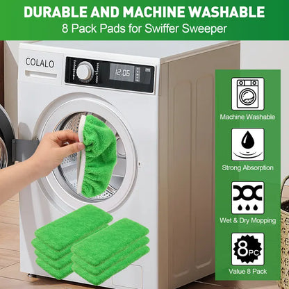 💦Machine Washable Microfiber Mop Refills (8-Pack) – Reusable Heavy-Duty Flat Pads for Effortless Cleaning ✨