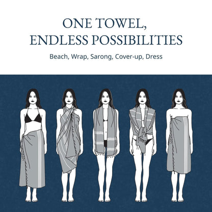 Summer Breeze XL Flat-Weave Beach Towel 🏖️ Lightweight & Sand-Free Cotton