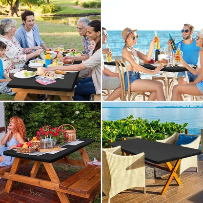 🔥Reusable Stretchy Fabric Table Cover with Elastic Edge💦Spill-Proof & Wind-Resistant! 🌬️