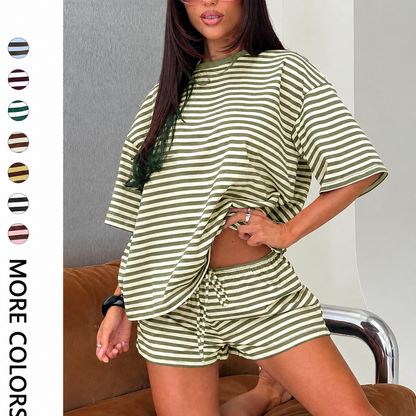 ☁️Women’s Striped Oversized Two-Piece Lounge Set