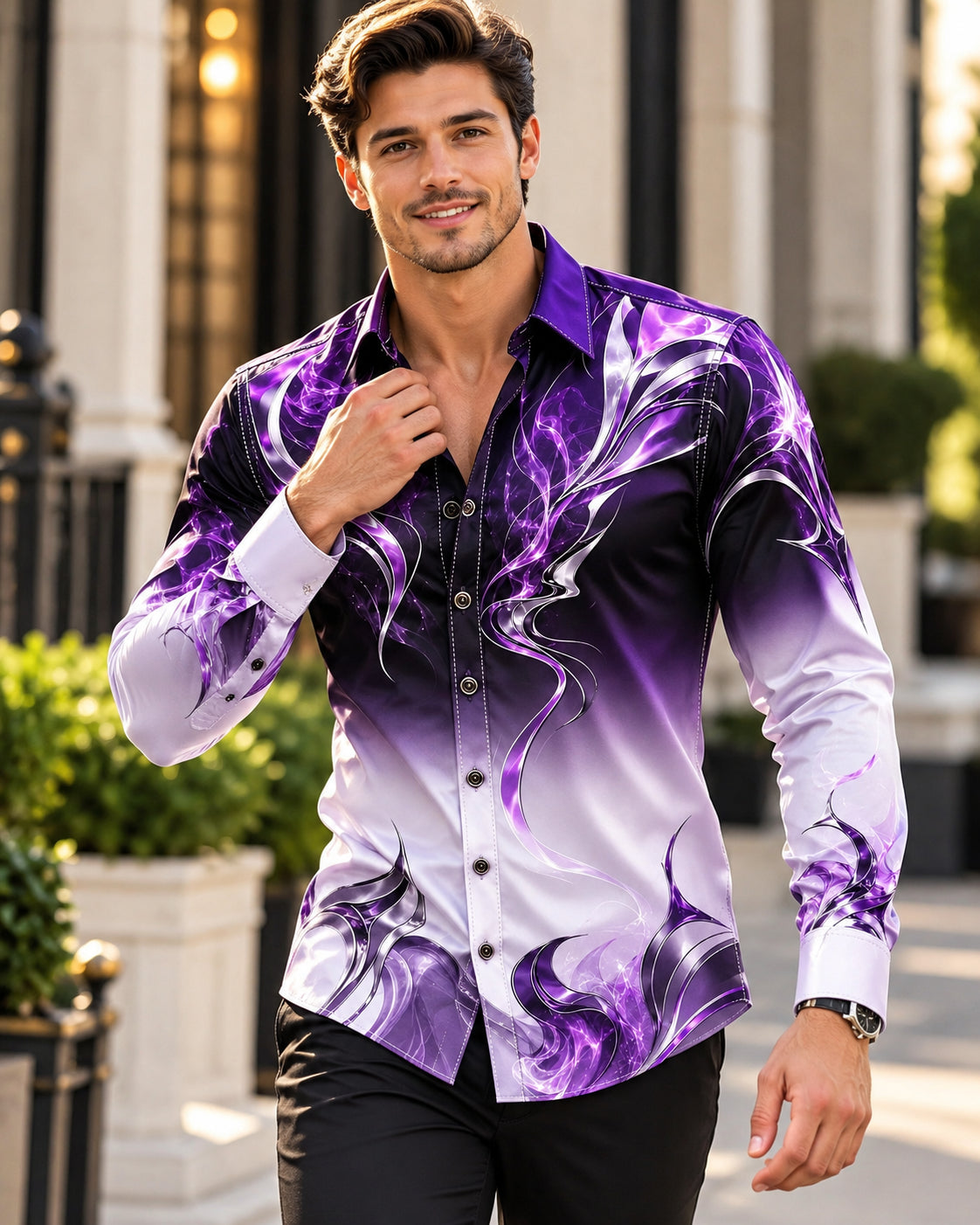 Men's Metallic Swirl Ombre Shirt