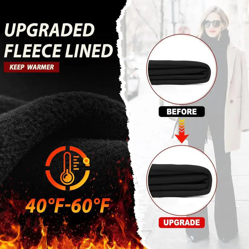Women's Fleece-Lined High-Waisted Flare Leggings with Pockets