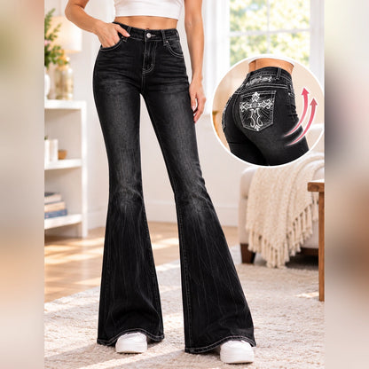 Women’s Stretch Embroidered Bell Bottom Jeans