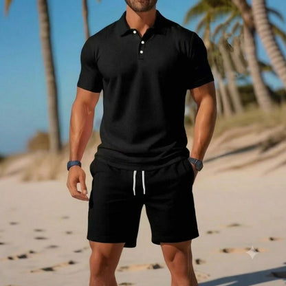 ☀️ Stay Cool & Look Sharp — Men’s 2-Piece Polo & Shorts Set