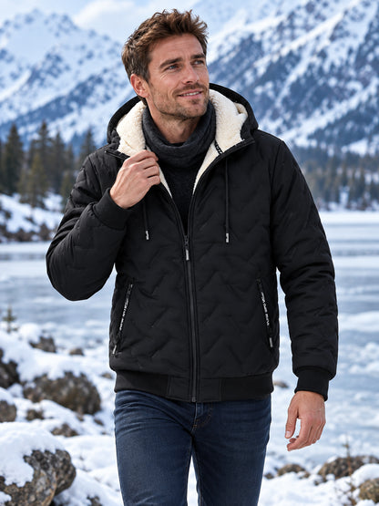 Unisex Sherpa-Lined Winter Hooded Jacket