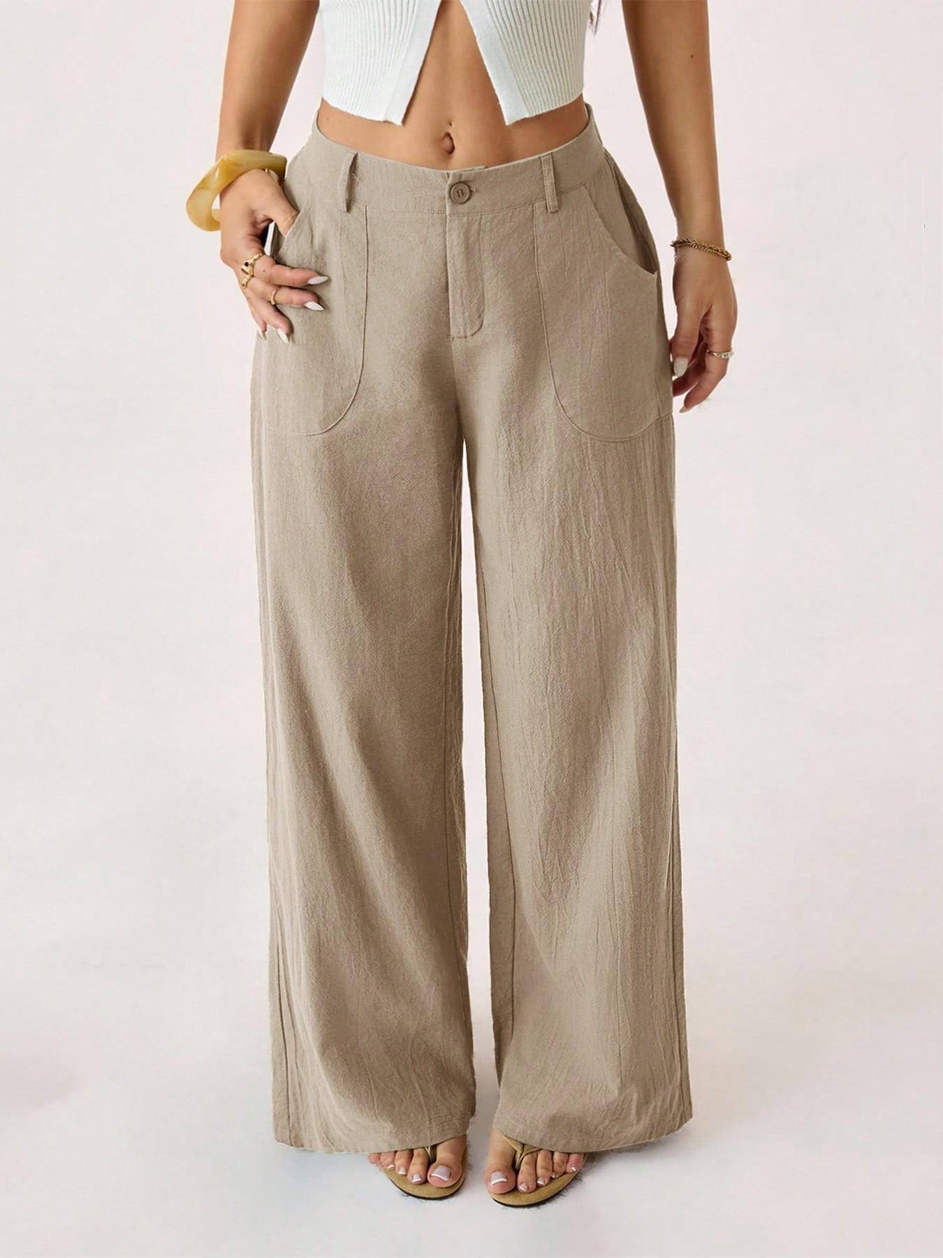 Women’s Linen Palazzo Pants with Pockets