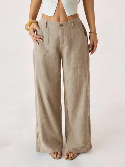Women’s Linen Palazzo Pants with Pockets