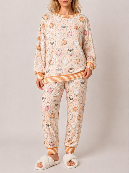 Women’s Halloween Pumpkin & Ghost Pajama Set