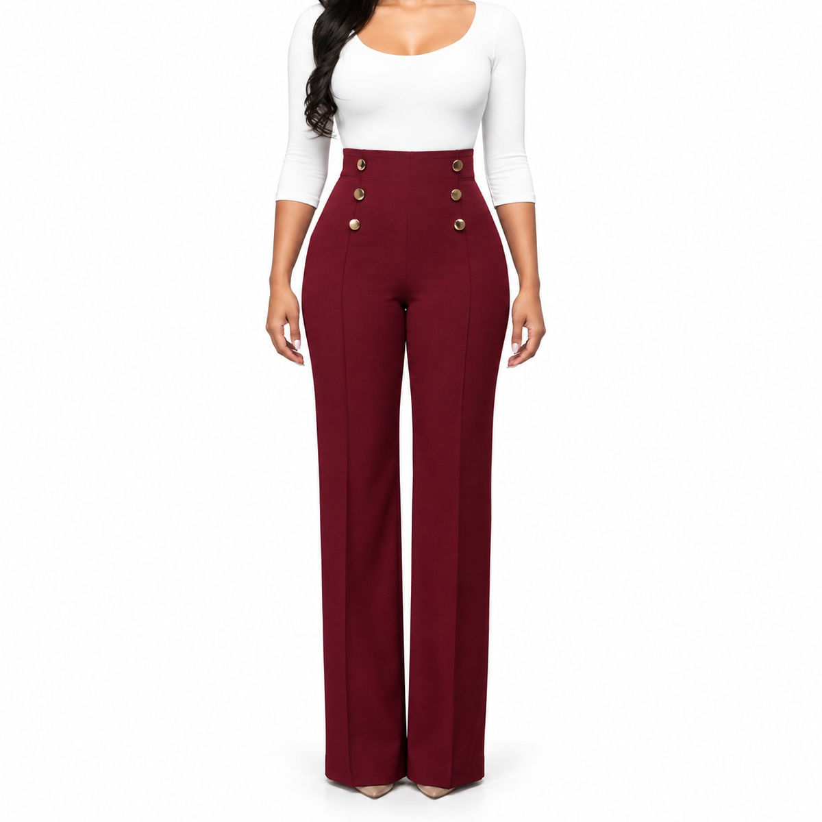 Women's High-Waist Stretch Wide-Leg Trousers