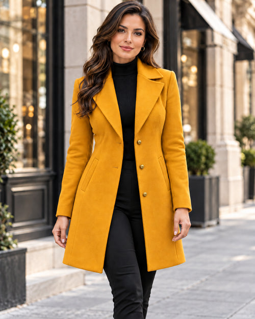 Women's Elegant Tailored Wool-Blend Long Coat
