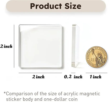 🖼️ 10-Pack DIY Clear Acrylic Fridge Magnets (2"x2")
