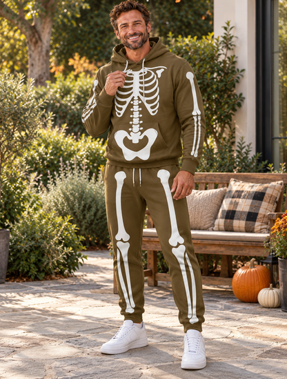 Halloween Skeleton Hoodie & Sweatpants 2-Piece Set