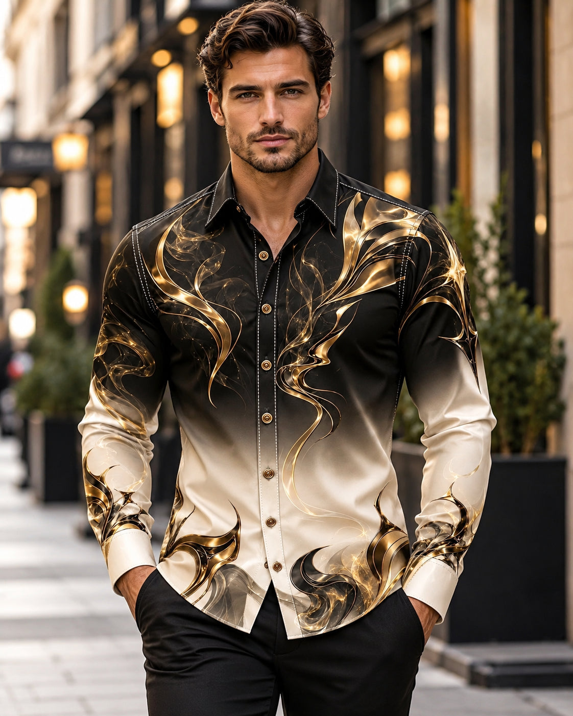 Men's Metallic Swirl Ombre Shirt
