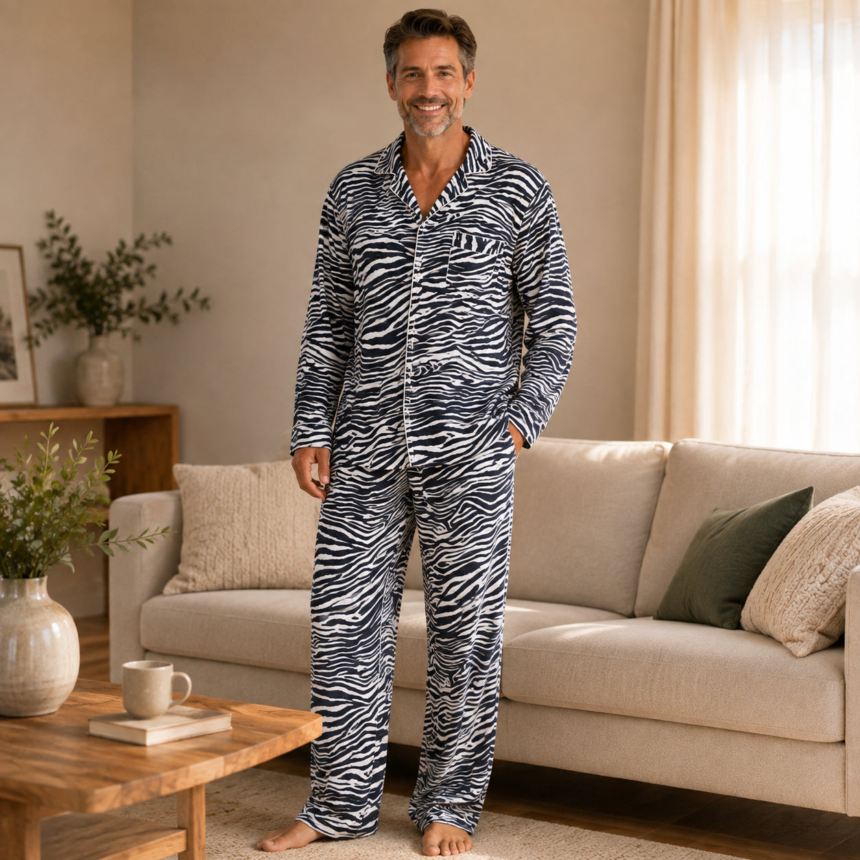 Men’s & Women’s Zebra Print Pajama Set