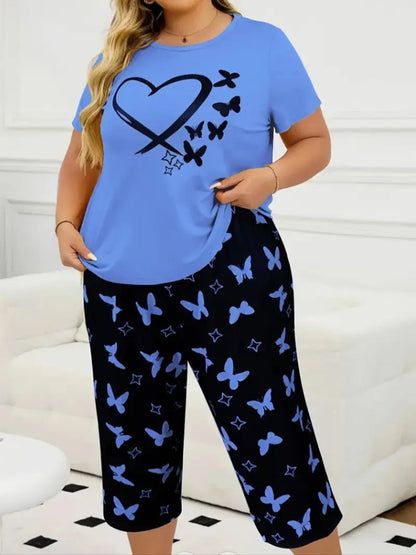 Plus Size Butterfly Heart Pajama Set