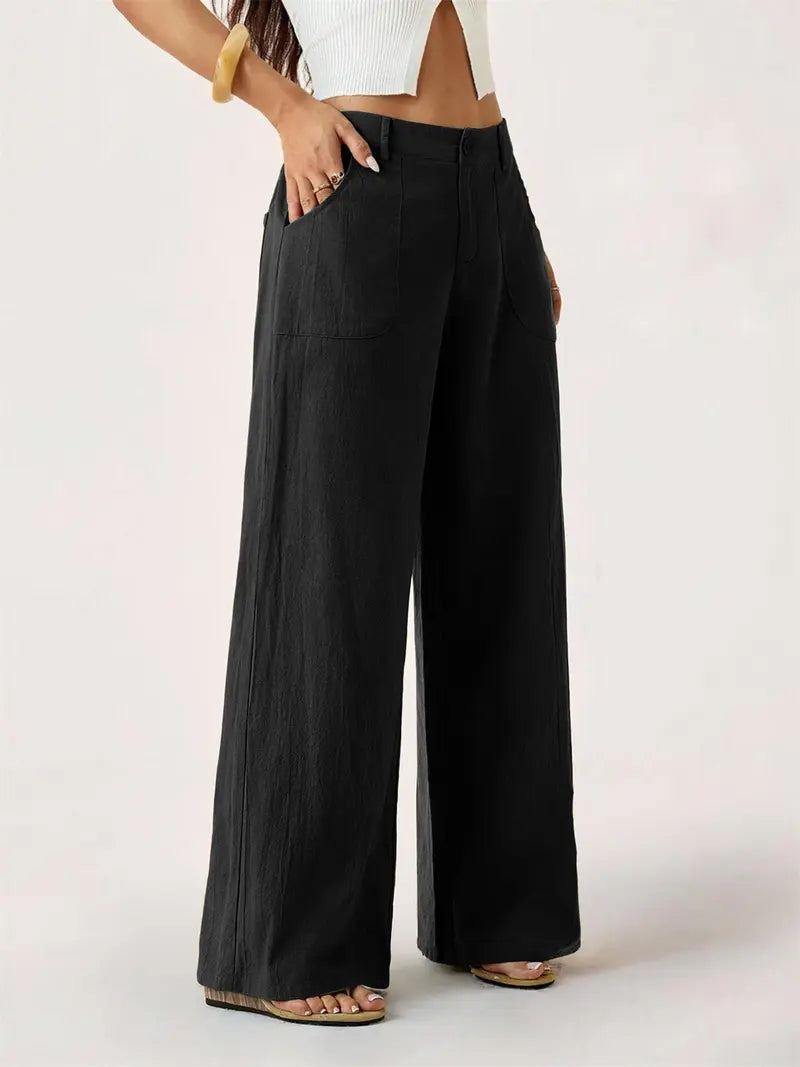 Women’s Linen Palazzo Pants with Pockets