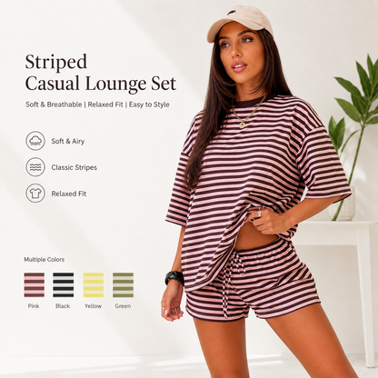 ☁️Women’s Striped Oversized Two-Piece Lounge Set