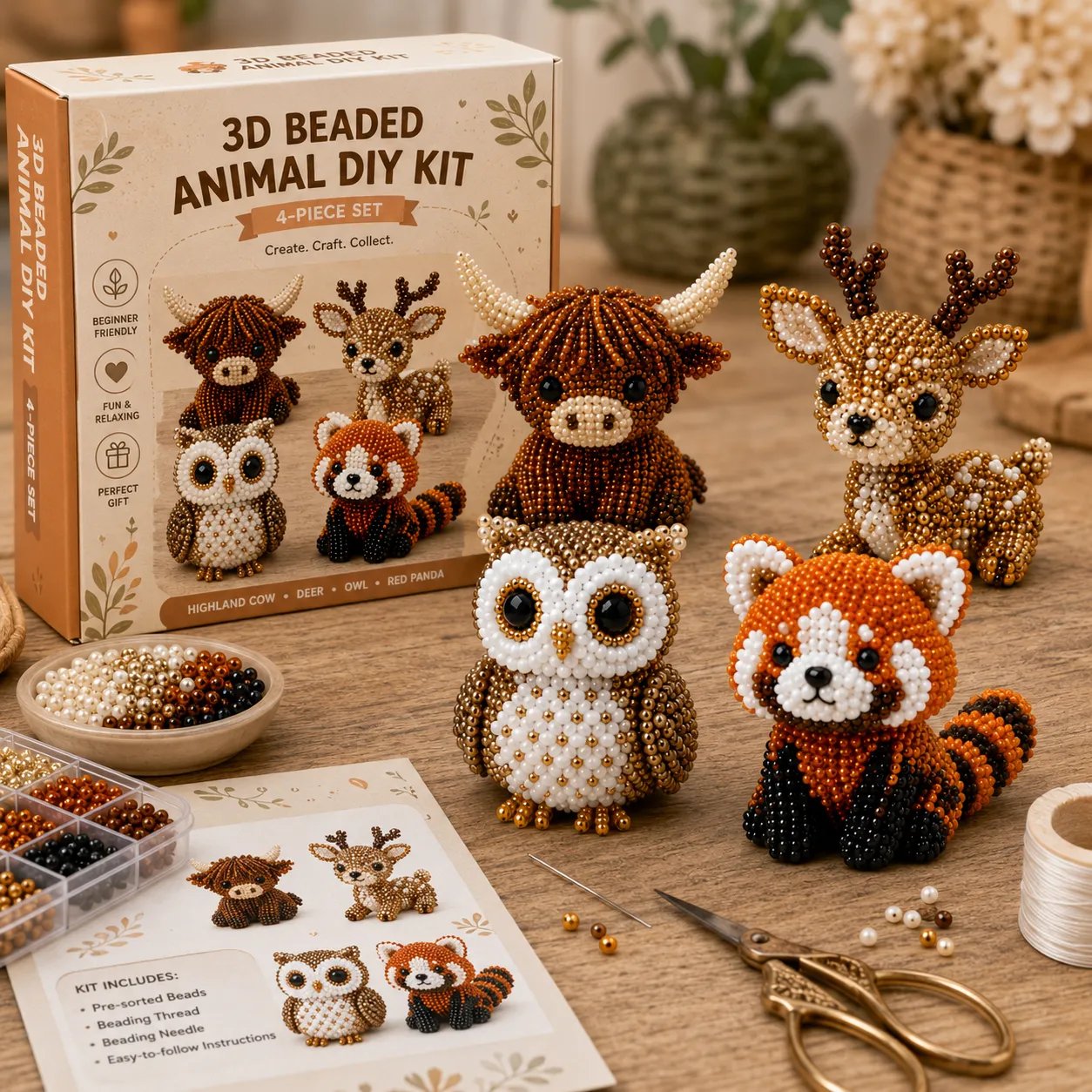 🔥Last Day 49% OFF -🧵✨Tiny 3D Beaded Animal DIY Kit