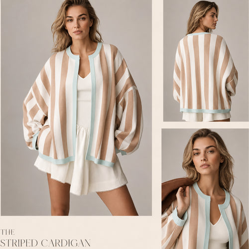 Women's Oversized Striped Knit Cardigan