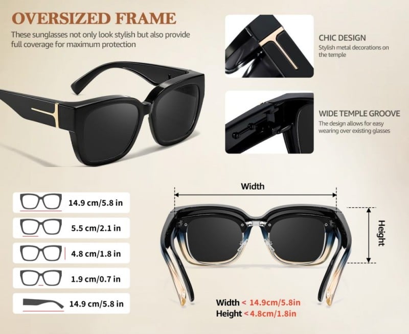 🔥Polarized Fit Over Sunglasses for Women🕶️ – UV400 Protection for Prescription Glasses ✨