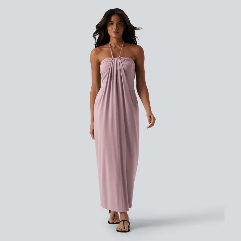 Convertible Halter Tie-Back Maxi Dress – Backless Resort & Evening Gown