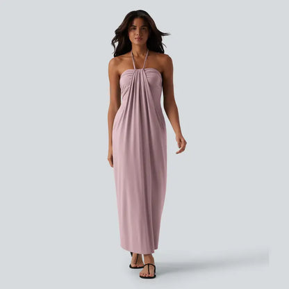 Convertible Halter Tie-Back Maxi Dress – Backless Resort & Evening Gown