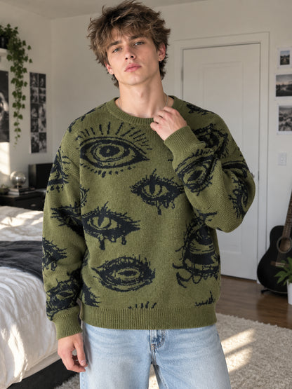 Eye Graphic Soft Knit Sweater