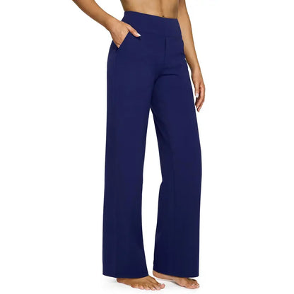 Women’s High-Waist Stretch Wide-Leg Pants with Pockets