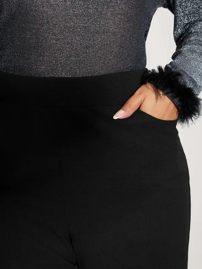 Women's High-Stretch Rhinestone Hem Pants