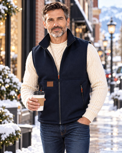 Men's Winter Fleece-Lined Zip-Up Vest