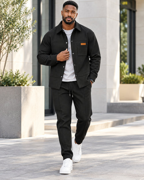 Men's Casual Utility Shirt Jacket & Pants Set
