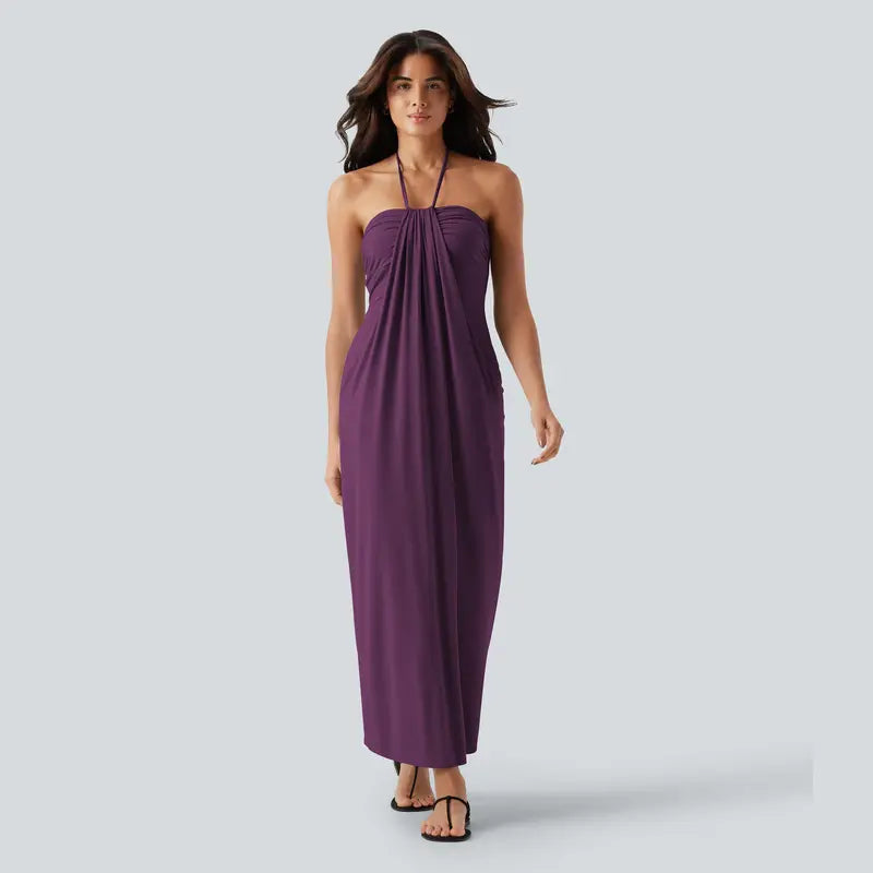 Convertible Halter Tie-Back Maxi Dress – Backless Resort & Evening Gown