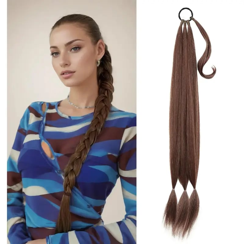 🔥Hot Sale 49% OFF - 💇‍♀️DIY Long Braid Ponytail Extension with Elastic Tie✨