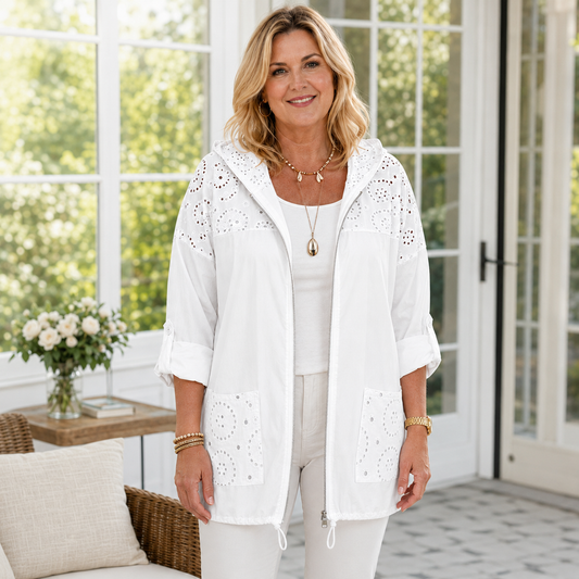 Plus Size Lace Patchwork Drawstring Jacket