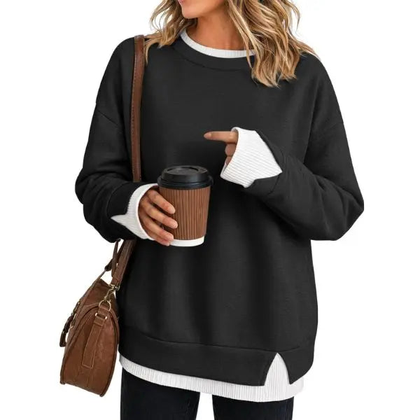Women's Comfortable Layered-Look Crewneck Sweatshirt