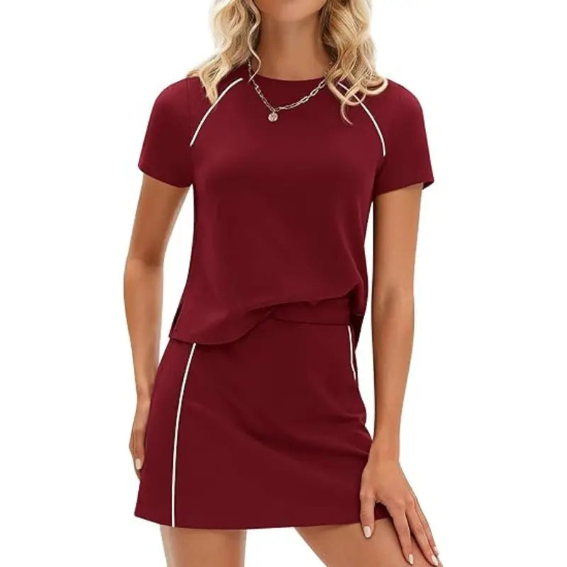 Women’s Summer 2-Piece Skort Set – Short-Sleeve Top & Travel Outfit