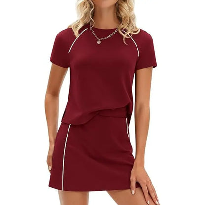 Women’s Summer 2-Piece Skort Set – Short-Sleeve Top & Travel Outfit
