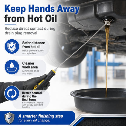Magnetic Flexible Oil Drain Plug Remover Tool – No Mess, No Burn Oil Change Helper 🛠️✨