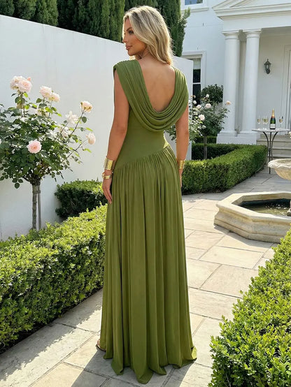 Women’s 2-Way Convertible Draped Ruched Formal Maxi Gown