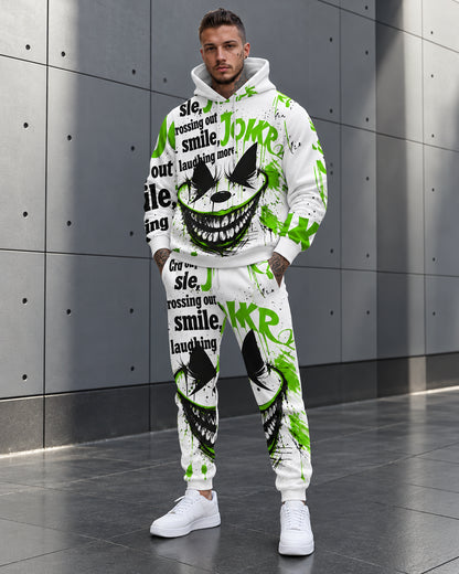 Men's Halloween Ghost Face Graphic Hoodie & Jogger Pants Set