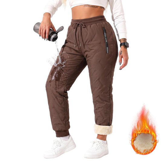 Women's Windproof Thick Fleece-Lined Water-Resistant Joggers