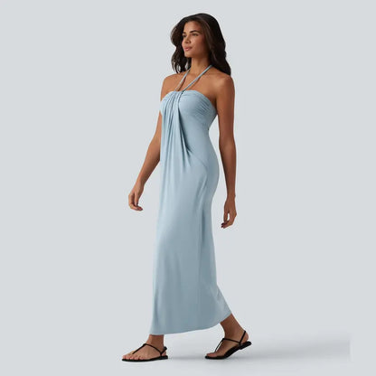 Convertible Halter Tie-Back Maxi Dress – Backless Resort & Evening Gown