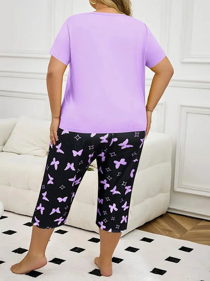 Plus Size Butterfly Heart Pajama Set