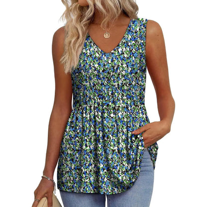 👗Women’s Sleeveless V-Neck Babydoll Tank Top – Flowy Summer Peplum Top