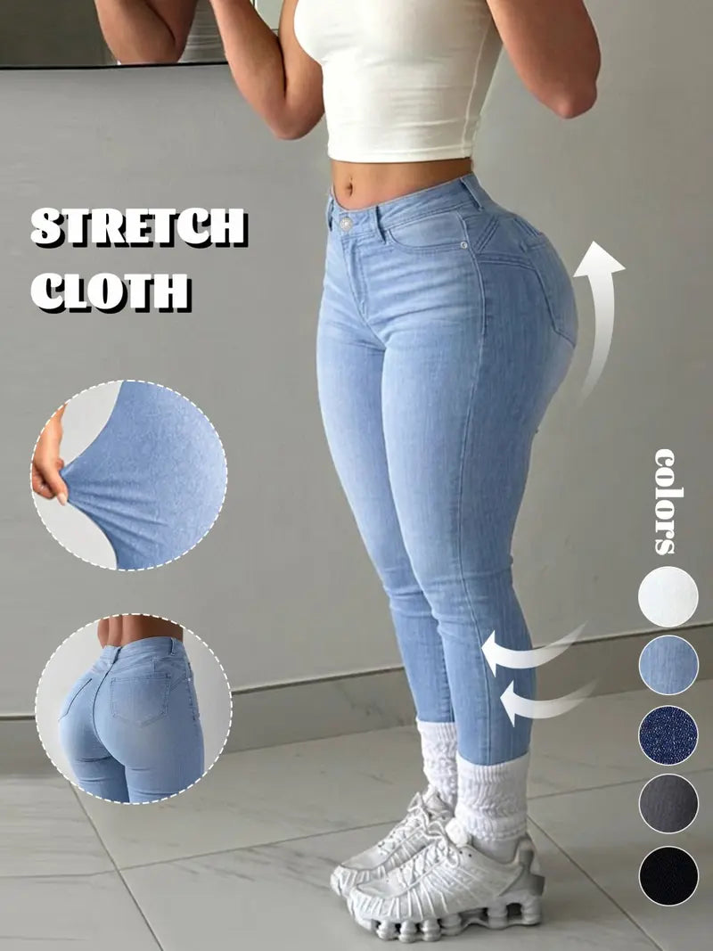 Women's High-Waisted Butt-Lifting Stretch Skinny Jeans